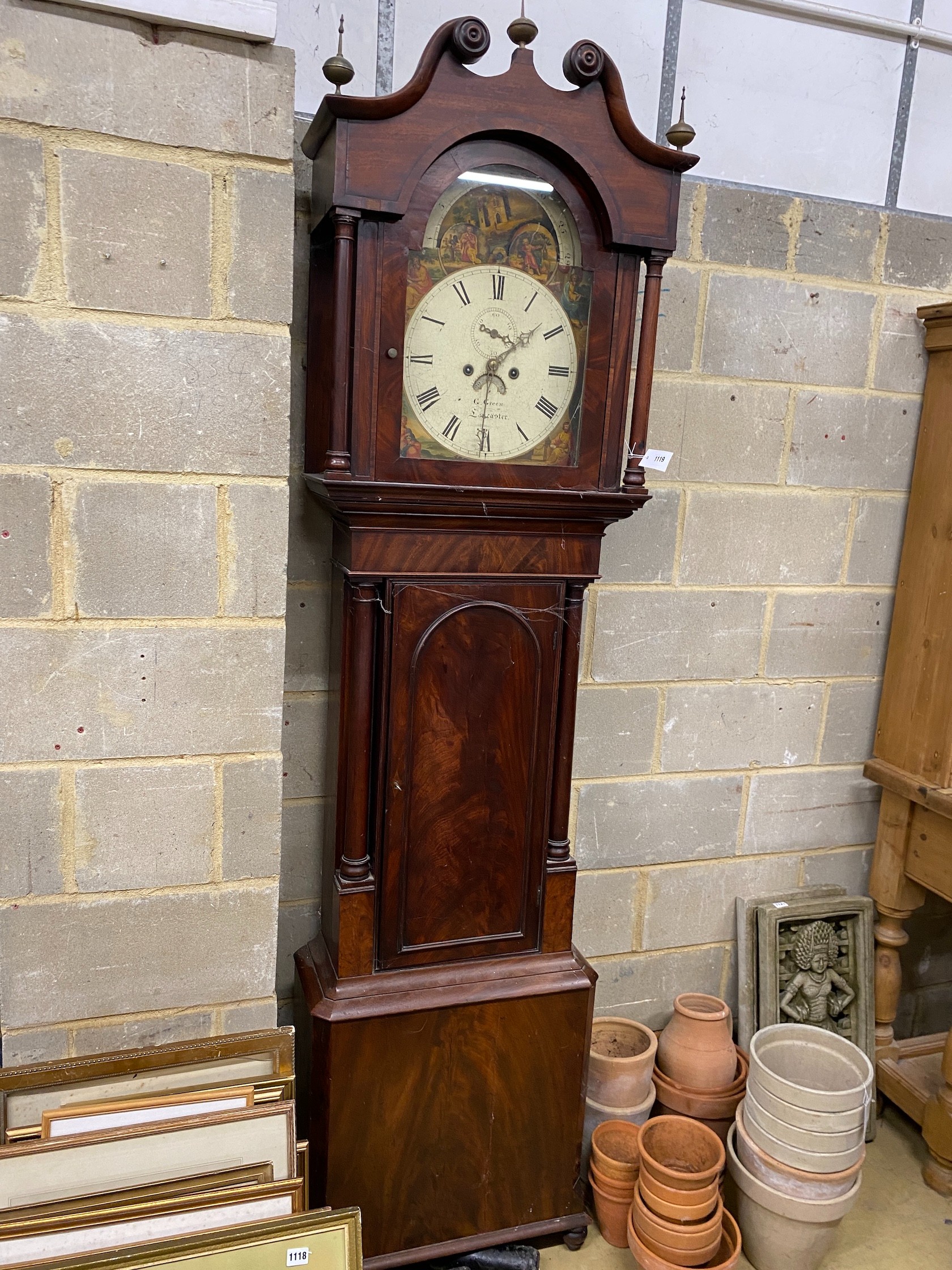 A Victorian mahogany eight day longcase clock by G. Green, Lancaster, height 230cm